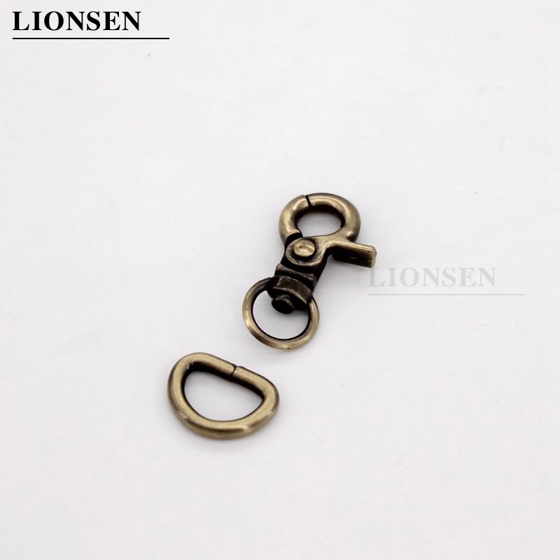 Lionsen 8Sets Metalen Trigger Sluitingen Clips Snap Gesp Haak D Ring Voor Sleutelhanger Diy Tas Sleutelhanger Handtas Hardware accessoires: brons