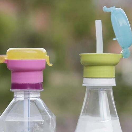 360 ° vesipullon korkki roiskeenkestävä mehu sooda vesipullo kierretty kansi, jossa olki turvallinen juoma olki sippy cap ruokinta lapsille