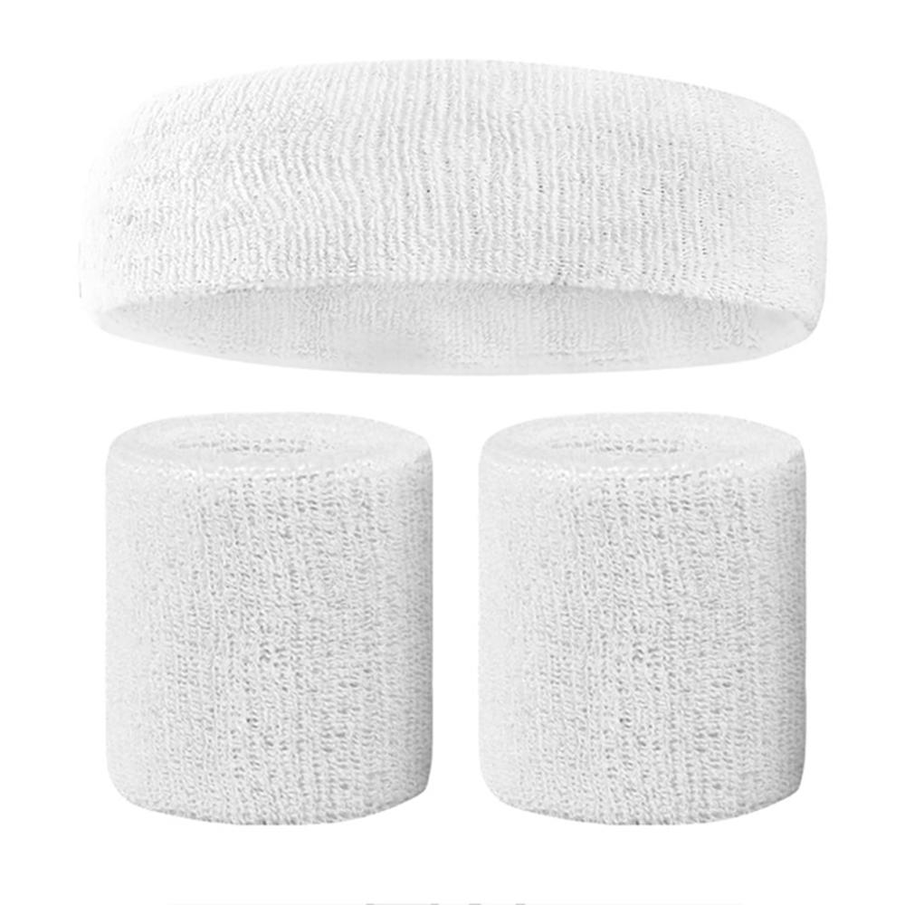 Fitness Elastic Headband Breathable Sweat Absorbent Hair Band Head Wrap Sweatband Cotton Set: W