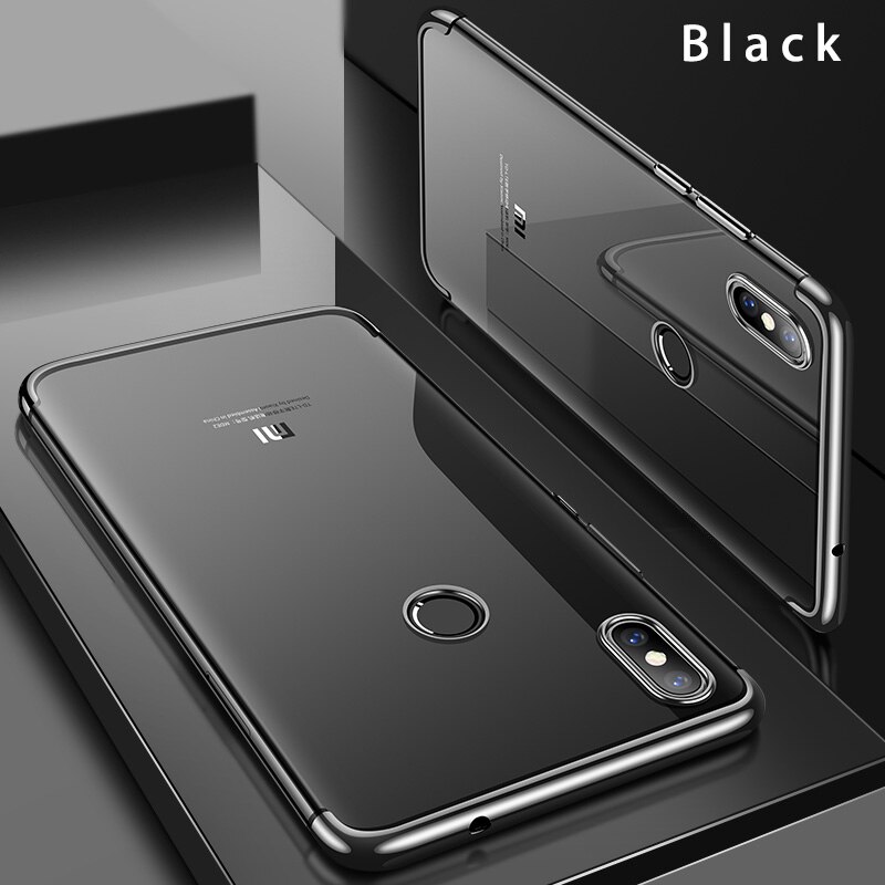 Luxury Original Phone Cases for Xiaomi Mi 8 Mi8 SE Soft TPU Ultra Thin Transparent Plating Back Cover for Xiaomi 8 Lite Explorer: Xiaomi Mi 8 / Black