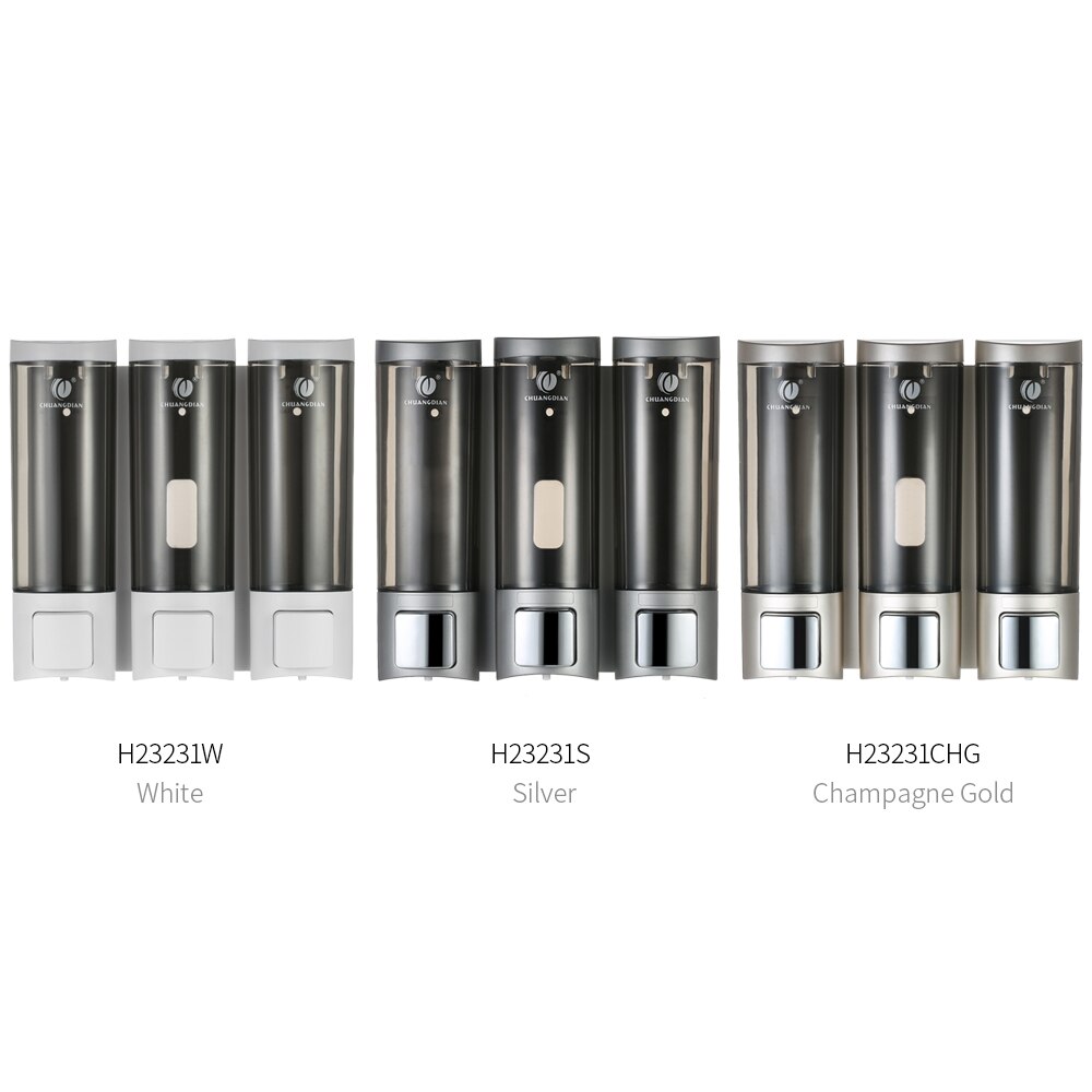 CHUANGDIAN Manual Soap Shampoo Dispensers Wall-mounted Shampoo Box Bathroom Three Chamber Shower Gel Liquid Soap Dispensers