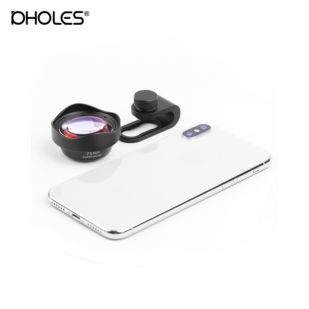 Objectif Pholes 75mm objectif Macro Mobile téléphone caméra Macro objectif pour Iphone Xs Max Xr X 8 7 S9 S8 S7 objectif externe téléobjectif