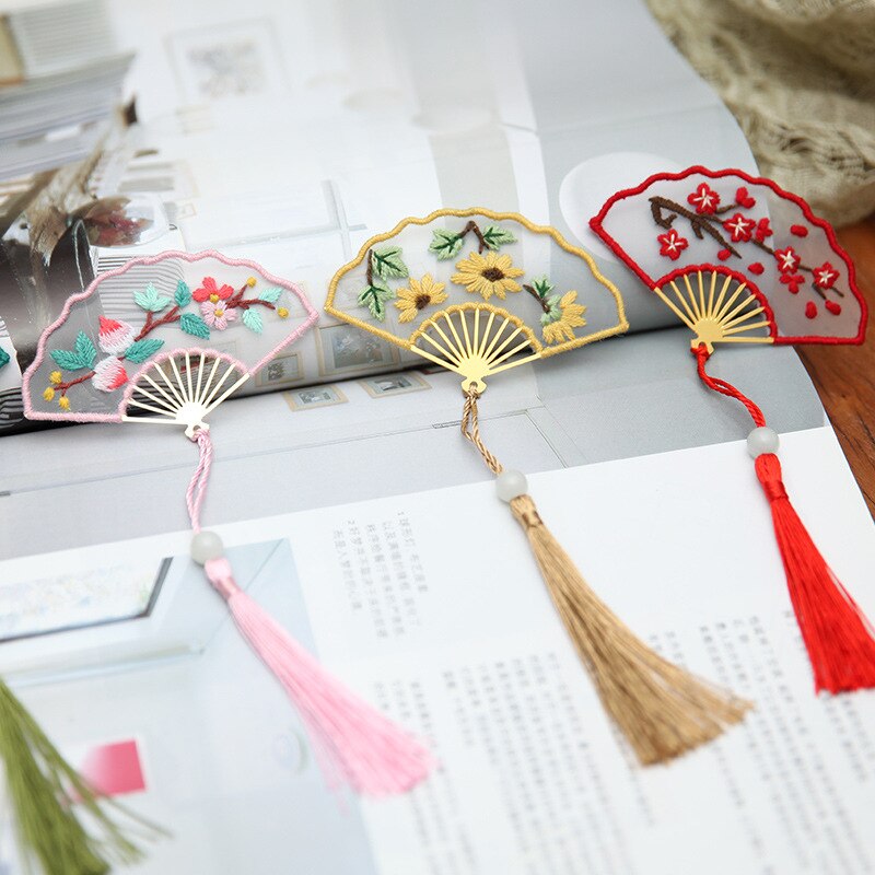 Chinese Bookmark DIY Flower Embroidery Kit Handmade Needlework Cross Stitch Handwork Art Sewing Craft Unfinished