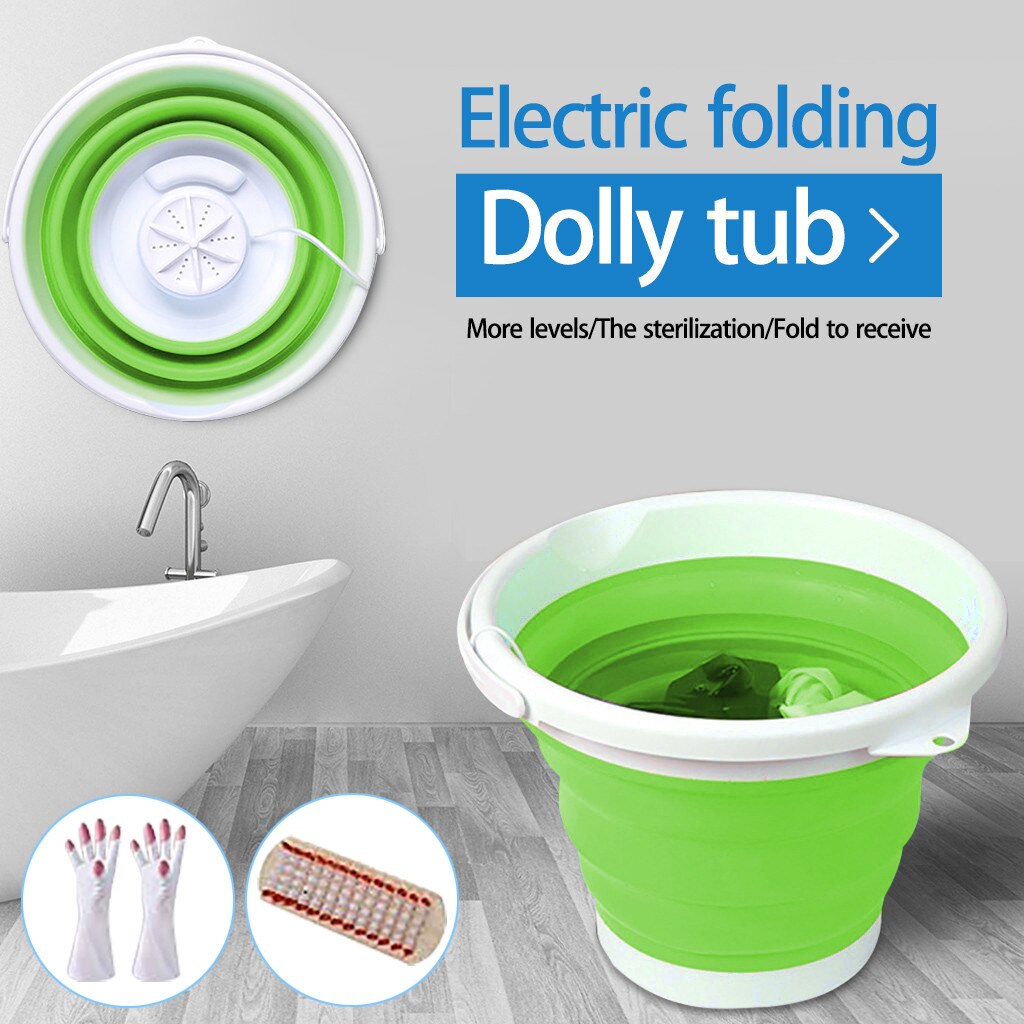 Portable Mini Turbo Washing Machine With Foldable USB Powered Laundry Washer: Green 