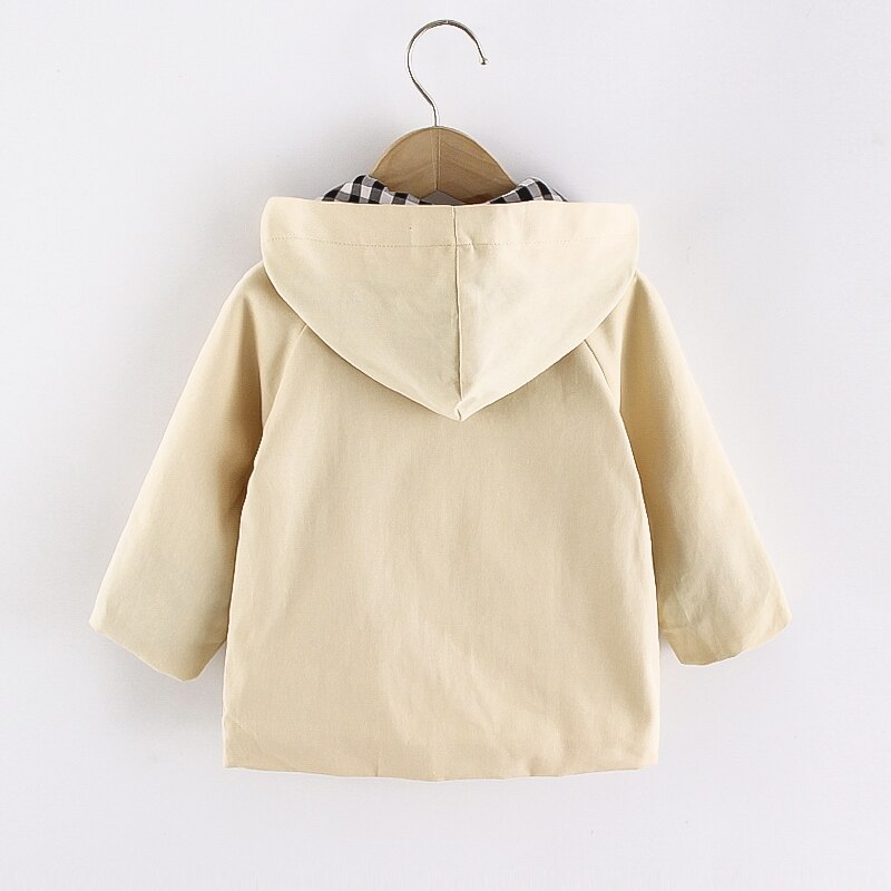 Patpat Peuter Jongen 100% Katoen Knop Plaid Gevoerd Hooded Trenchcoat