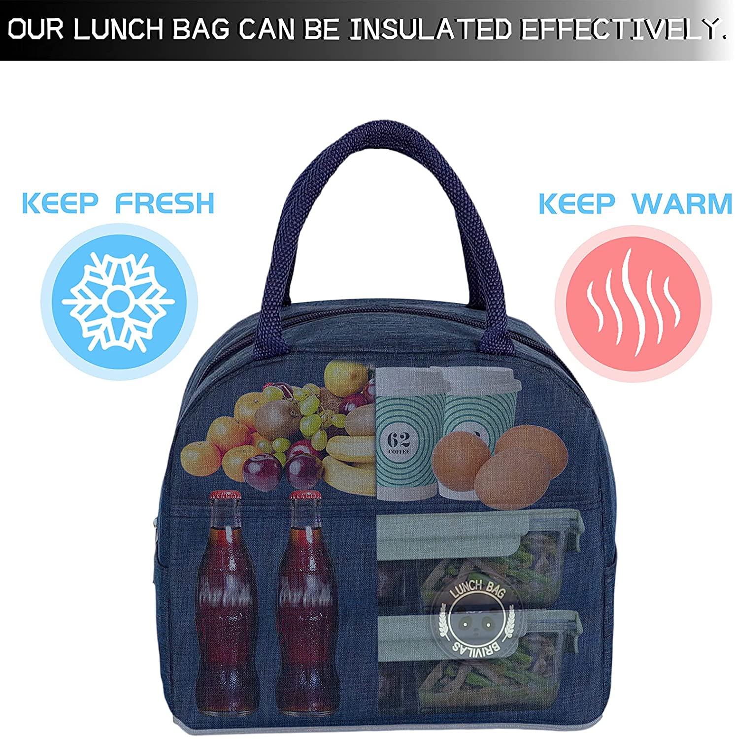Duża pojemność zachowaj ciepło torba na Lunch płótno torba na Lunch piknik Tote eko bawełna tkanina mała torebka obiad pojemnik przechowywanie żywności torby