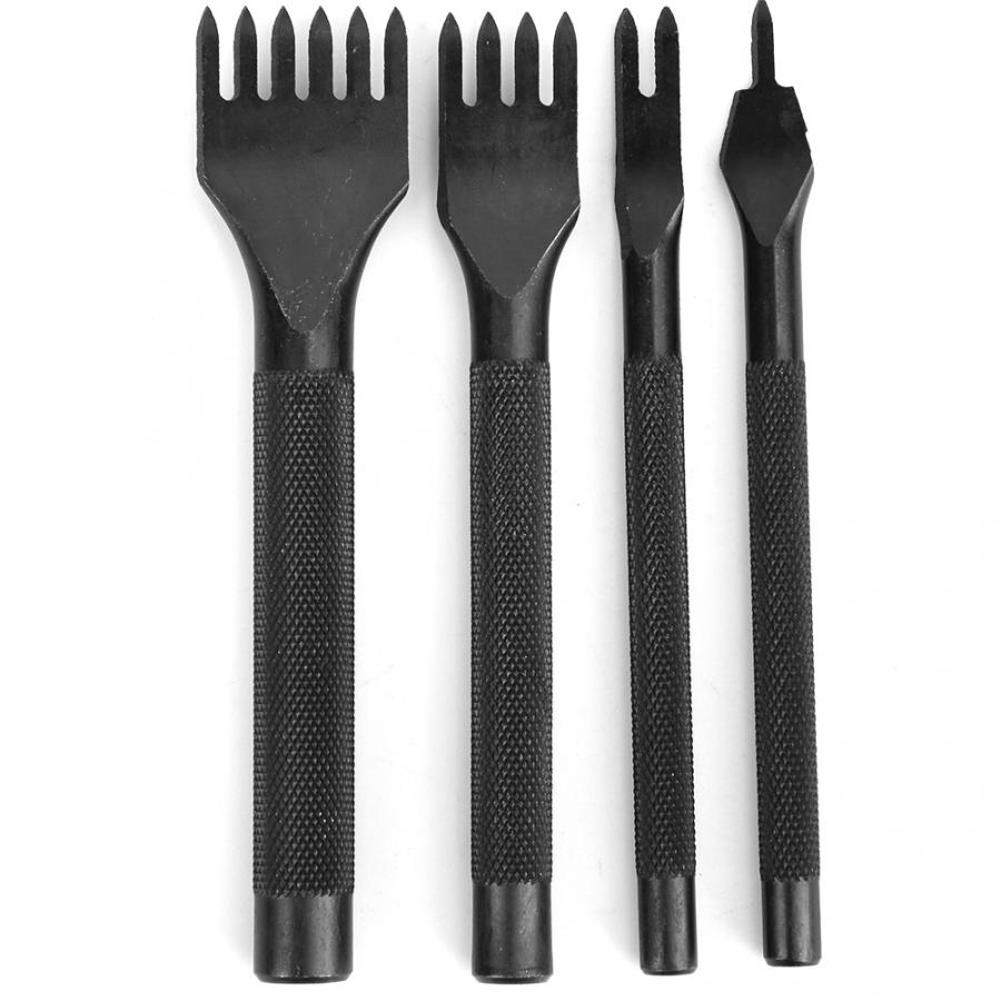 4 st stift mejsel kit läder hantverk pysselverktyg svart galvanisering läder hantverk mejsel: 4mm