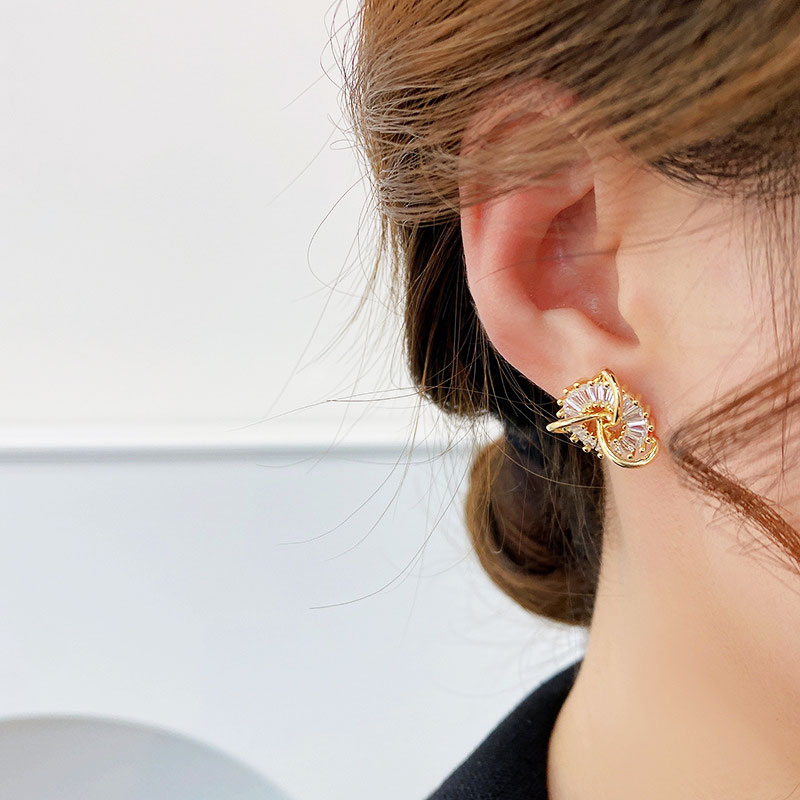 14k real ouro moda oco para fora brincos de strass finos geometria cruz-ferida requintado bling aaa zircon acessórios jóias