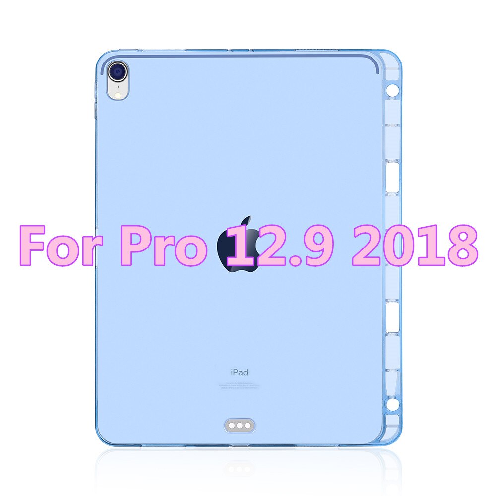 DOWSWIN Case For iPad Pro 12.9 Soft TPU Back Cover For iPad Pro 11 Case With Pencil Holder Case For iPad Pro 12.9: blue 12.9 2018