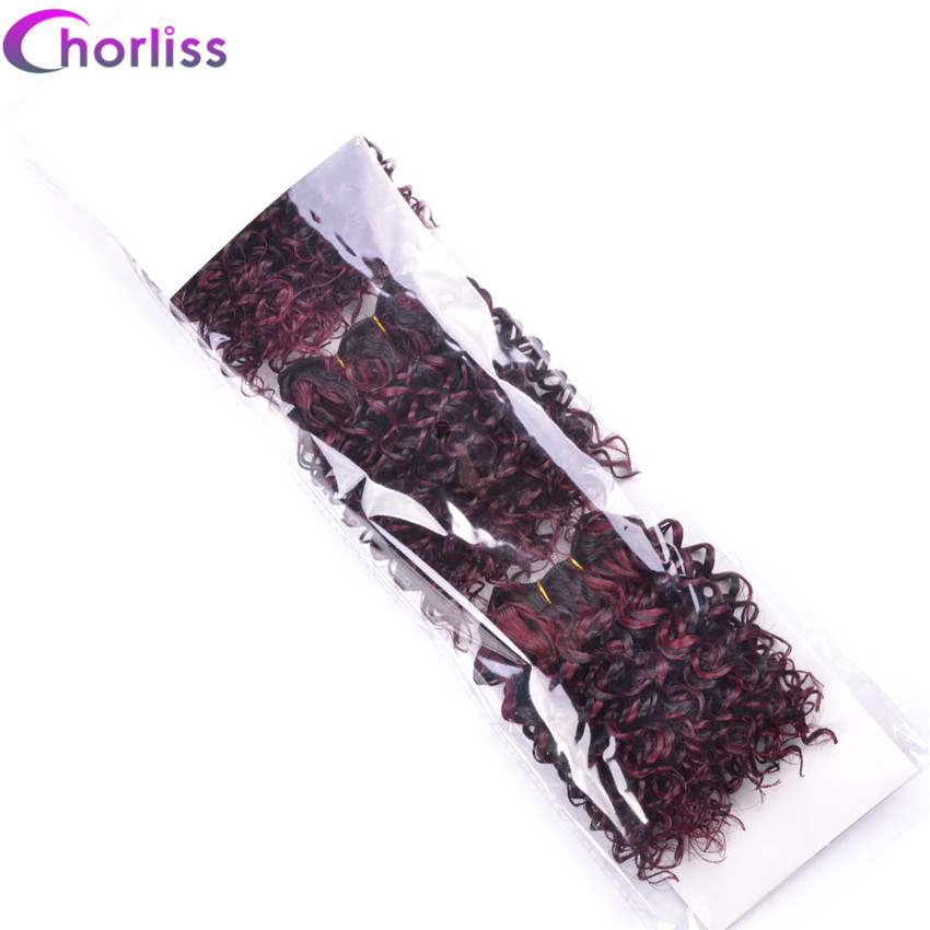 Chorliss 8 "afro kinky tukka kudonta synteettisten hiusten pidennykset ombre viininpunainen kutoa virkkaa hiukset kuteen 105g/ erän 3 kpl / erä