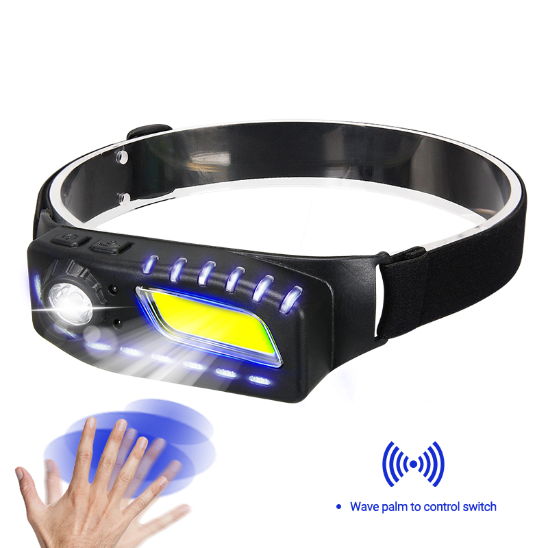 LED Motion Sensor Headlamp USB Rechargeable Headlight Outdoor Waterproof Headlight Camping Tools Fishing Head flashlight Lantern: Pink