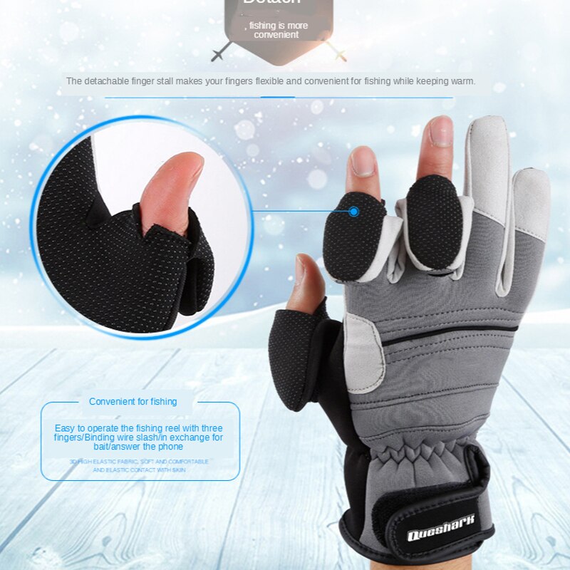Drie Vinger Gesneden Touchscreen Ijsvissen Handschoenen Warme Fleece Anti-Slip Ijs Hengelen Waterafstotend Winddicht Visser Handschoenen