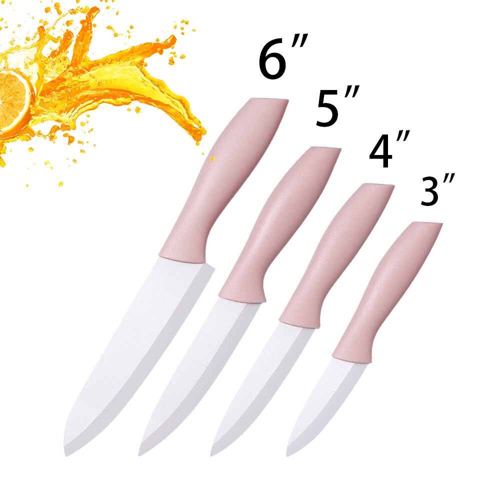 Ceramic Knife Set 3 4 5 6 inch Chef Utility Slicer Paring Bread Knives with Peeler Kitchen Knife Zirconia Blade Cooking Cutter: 3456inch-set