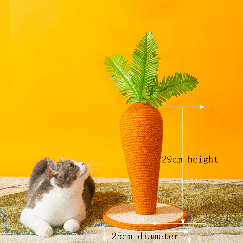 Cute Carrot Cat Scratching Post Pet Cat Tree Toy Durable Cat Scratcher Pole with Sisal Rope Cat Grinding Claw Post Pet Supplies: S
