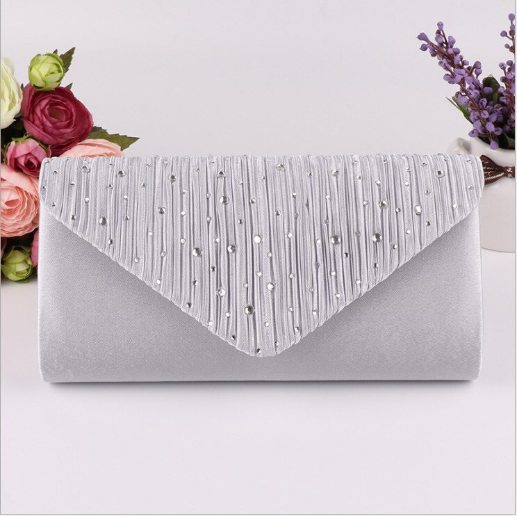 Vrouwen Glitter Portemonnee Clutch Bag Dames Kwastje Avond Wedding Handtas Party Prom Portemonnee Keten: Zilver