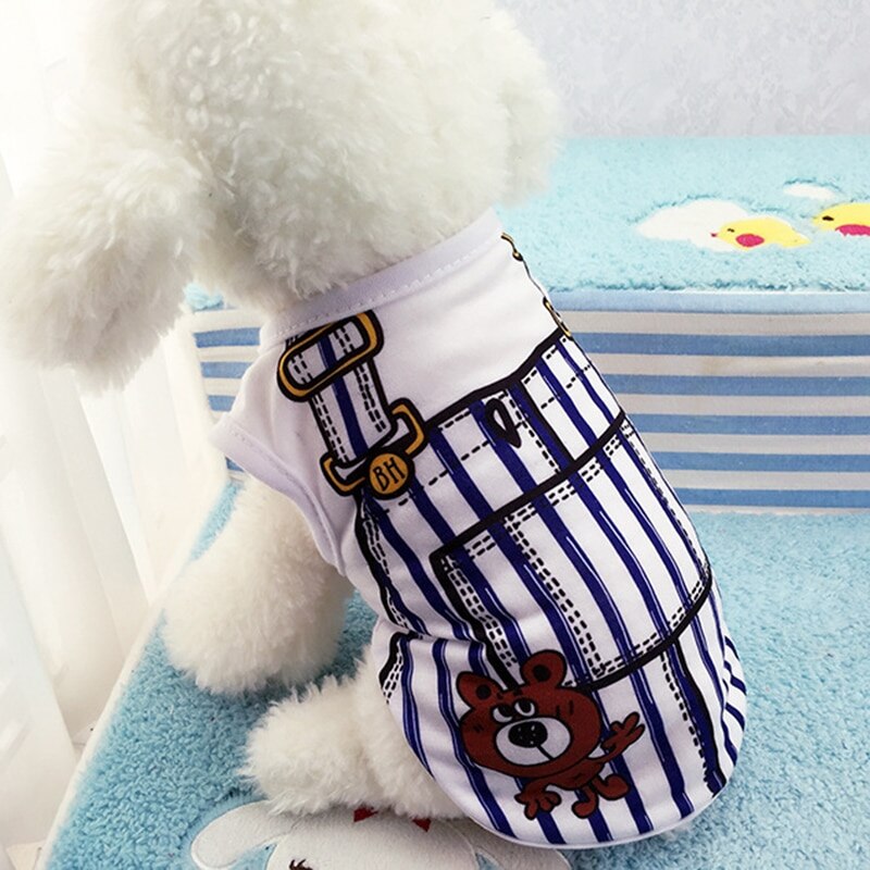 (XS-XXL) Summer Dog Clothes Perros Vest Pet Imitating Overalls Mascotas Cloth For Dogs Pets Clothing Cartoon French Bulldog ^o^