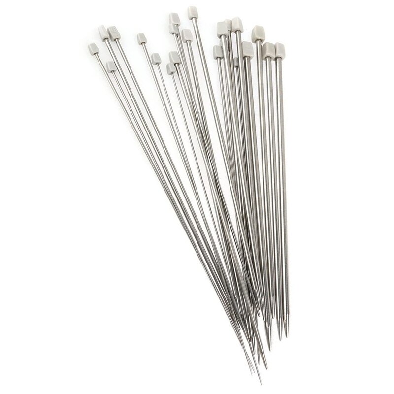 Práctico juego de agujas de tejer de acero inoxidable de 35cm, herramienta de ganchillo de una sola punta, agujas de tejer para manualidades, 2,0mm-8,0mm