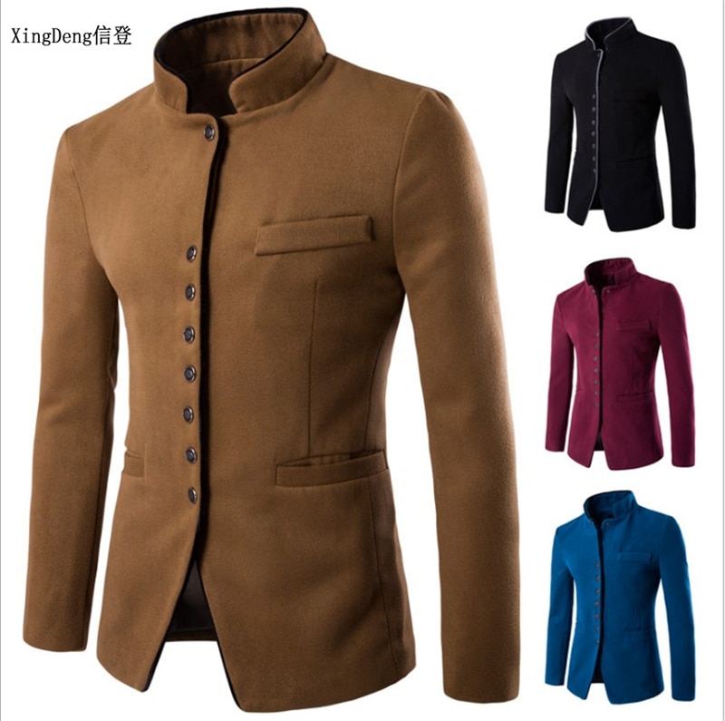 XingDeng Herbst männer Chinesische anzüge jacken Blazer Für Blazer schlank passen baumwolle oben Mantel Kostüm Homme kleidung