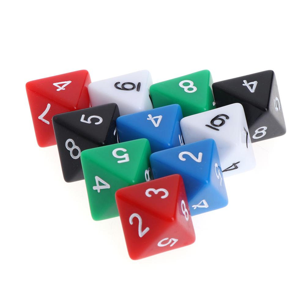 10pcs 8 Sided Acrylic Number Dice Family Party Bar Board Game Accessories