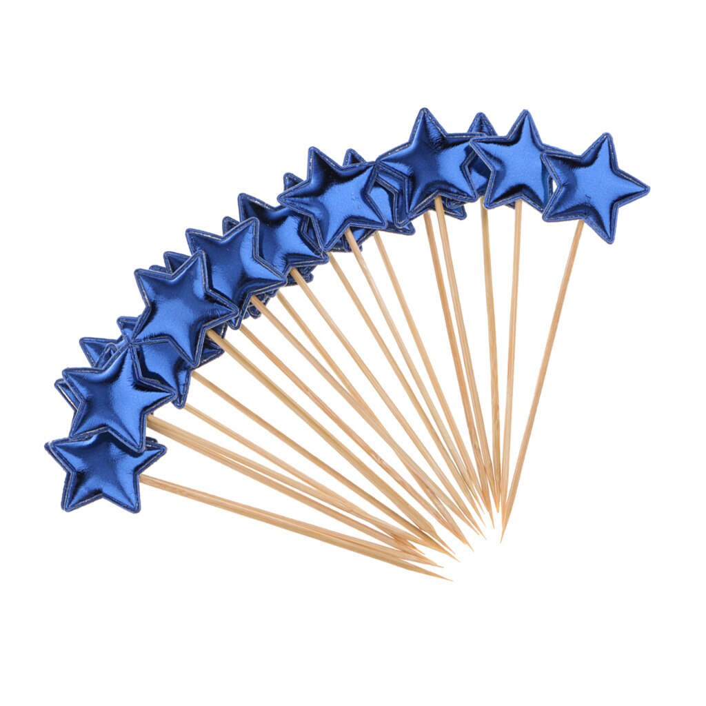 20pcs Star Cake Topper Sign Home Party Shop Cupcake Toothpicks: Bule2