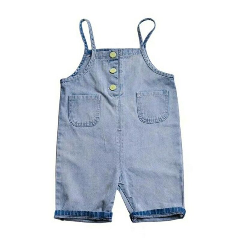 DFXD-ropa de verano coreana para bebé, niño pequeño peto para, pantalones vaqueros con tirantes de un solo pecho, monos de algodón, pantalones 2-7T