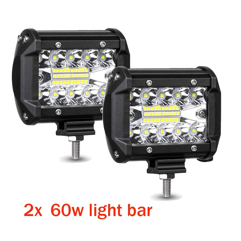 7 tommer 120w combo led lysbjelker spot flomstråle for arbeidskjøring offroad båt bil traktor lastebil 4 x 4 suv atv 12v 24v: 2 x 60w 4 tommer