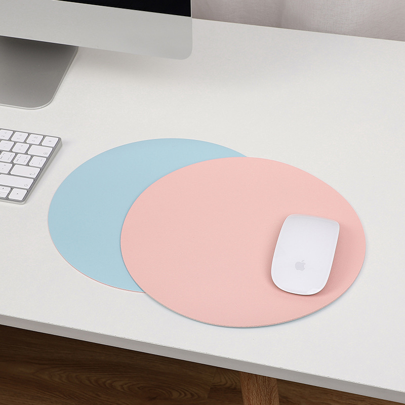 Round Mouse Pad Single-sided Solid Color Universal Non-slip Pad Mouse Pad Suitable for Laptop Office PU Gaming Mouse Pad