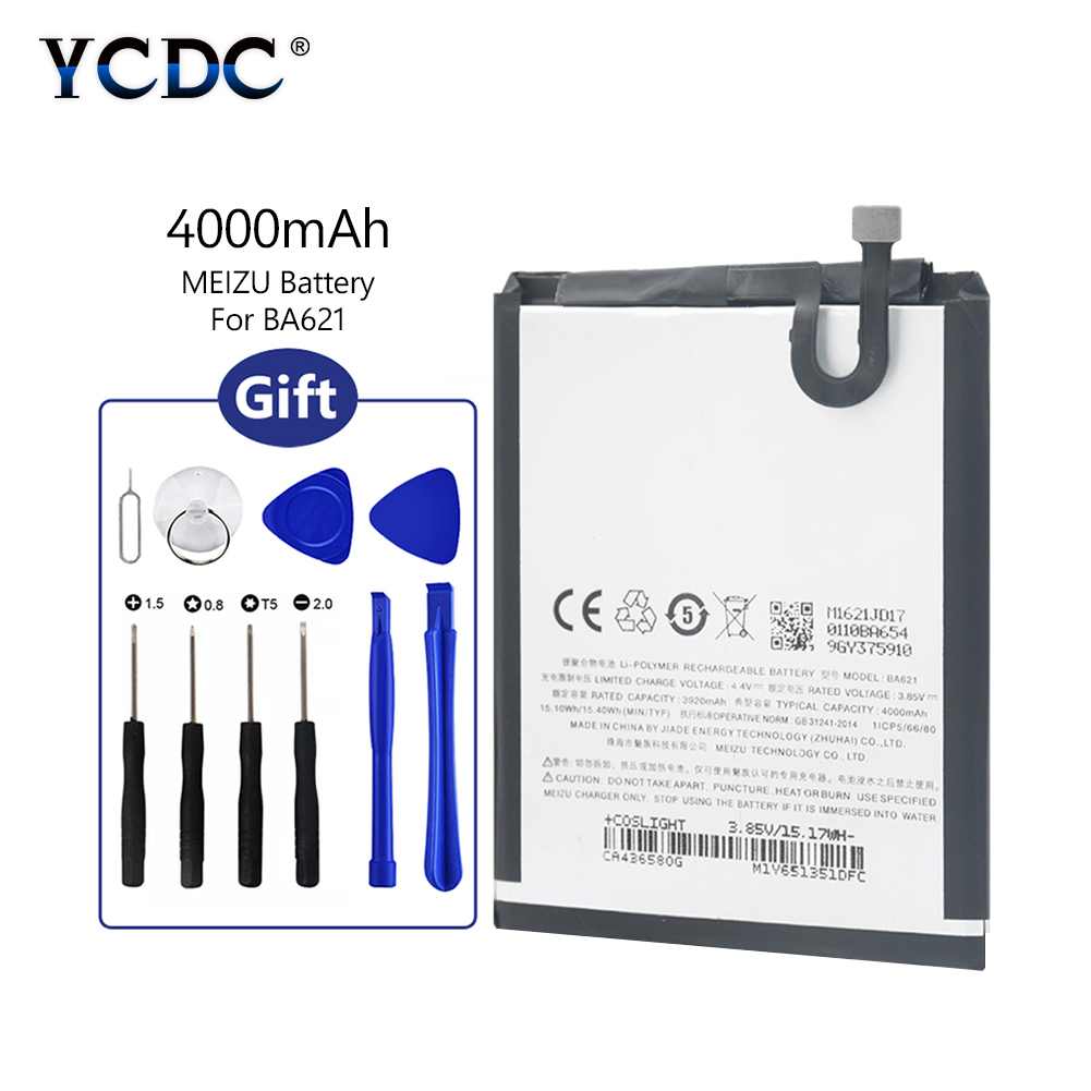 Original For Meizu M5 Note 3.85V 4000mAh With Tools lithium li-po battery Replacement BA621 BA-621 Battery BA 621: Default Title