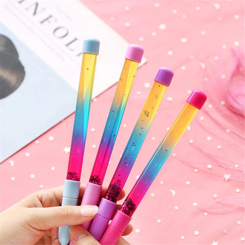 2022 0.5mm Fairy Stick Ballpoint Pen Drift Sand Glitter Crystal Ball Pen Rainbow Color liquid crystal pen