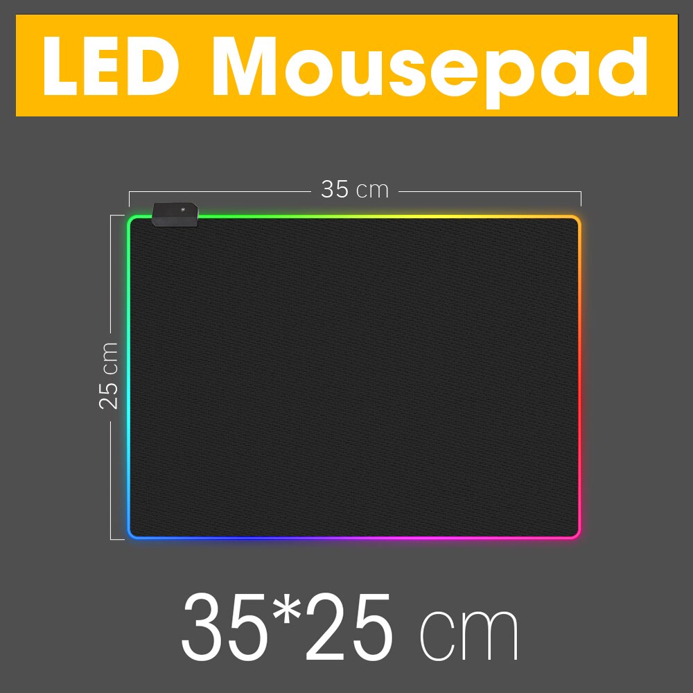 LED Light Gaming Mouse Pad RGB Super Soft Large Keyboard Cover Non-Slip Rubber Base Computer Carpet Desk Mat PC Game MousePad: 35 x 25 cm