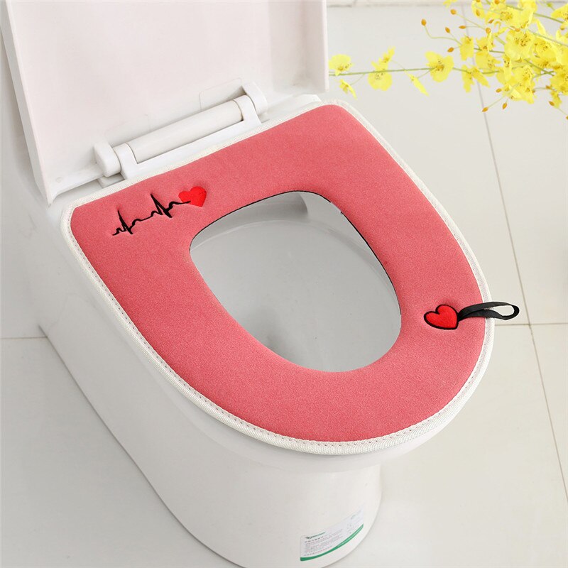 Toalete almofada de assento do toalete inverno capa suprimentos domésticos bonito estilo europeu acessórios do banheiro à prova dwaterproof água tapis de toilette: red