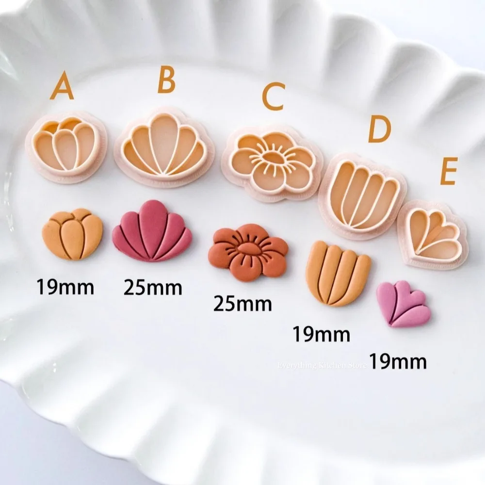 Cortador de arcilla polimérica con forma de Margarita y tulipán, herramientas de corte para modelado de joyería, pendientes de cerámica suave, broche de arcilla, hojas de flores, bricolaje