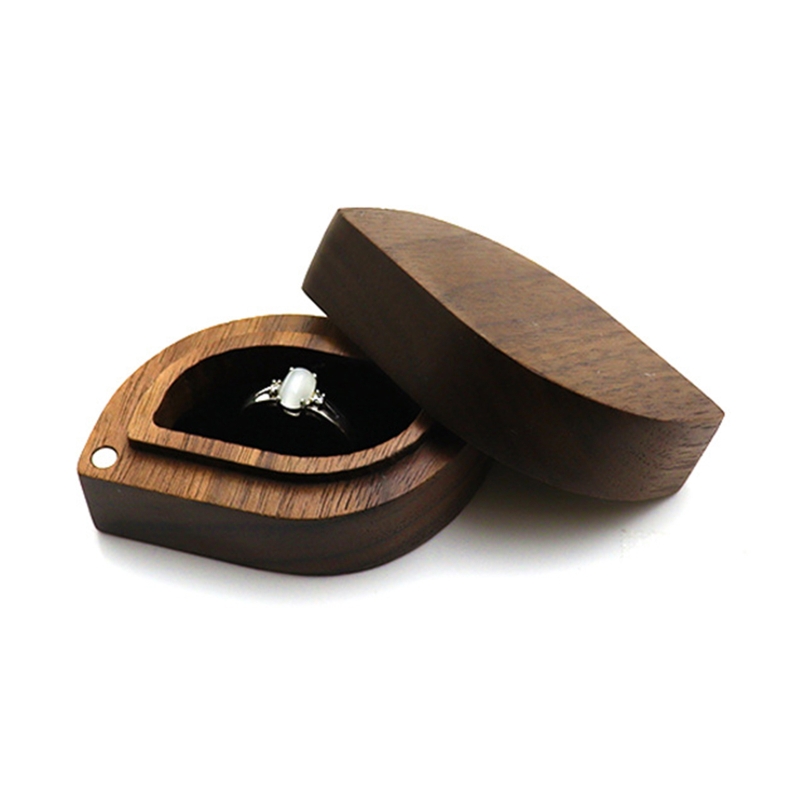 Caja de madera para anillos de compromiso, propuesta, ceremonia de boda, caja para anillos de exhibición de Joyas, caja para anillos: 4