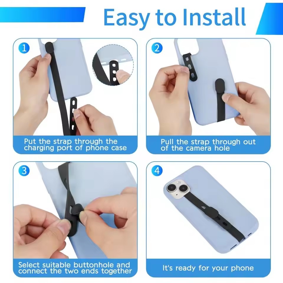 Pulsera de silicona para funda de teléfono móvil, cuerdas elásticas, soporte para anillo de dedo, banda de mano para teléfonos inteligentes