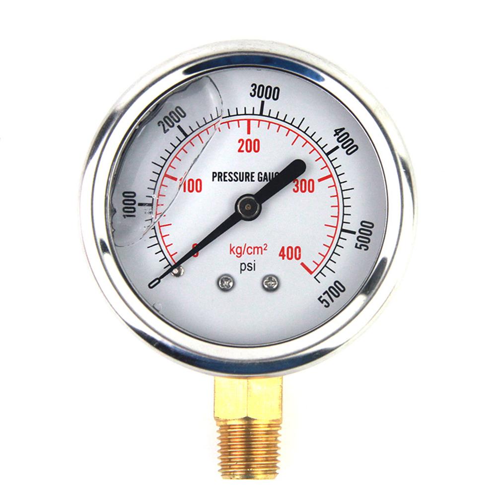 Automotive Instrument Hydraulic Fluid Pressure Gauge US Standard Thread Stainless Steel Hydraulic Oil Pressure Gauge 0-5000 PSI