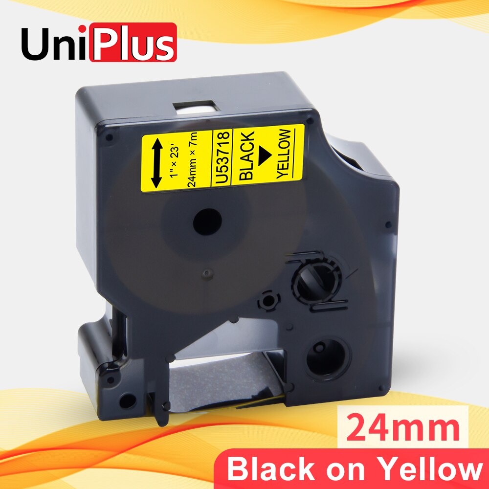 UniPlus 53713 Black on White 24mm Label Tape Compatible Dymo Tape D1 Label Maker for Dymo Label Printer Labeller LW450 LM500TS: Black on Yellow