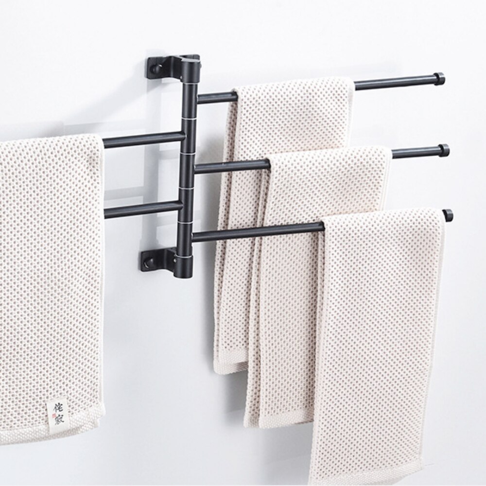 Toallero giratorio para baño, barra de toalla giratoria con soporte de carga fuerte, sin perforaciones, montada en la pared