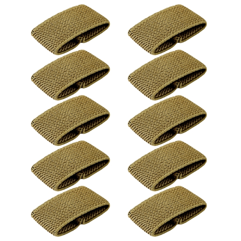 10 Pcs Elastic Belt Loop Keepers Nylon Belt Loop Backpack Strap Holder Retainers Band Tactically Belt Holder Band: Khaki