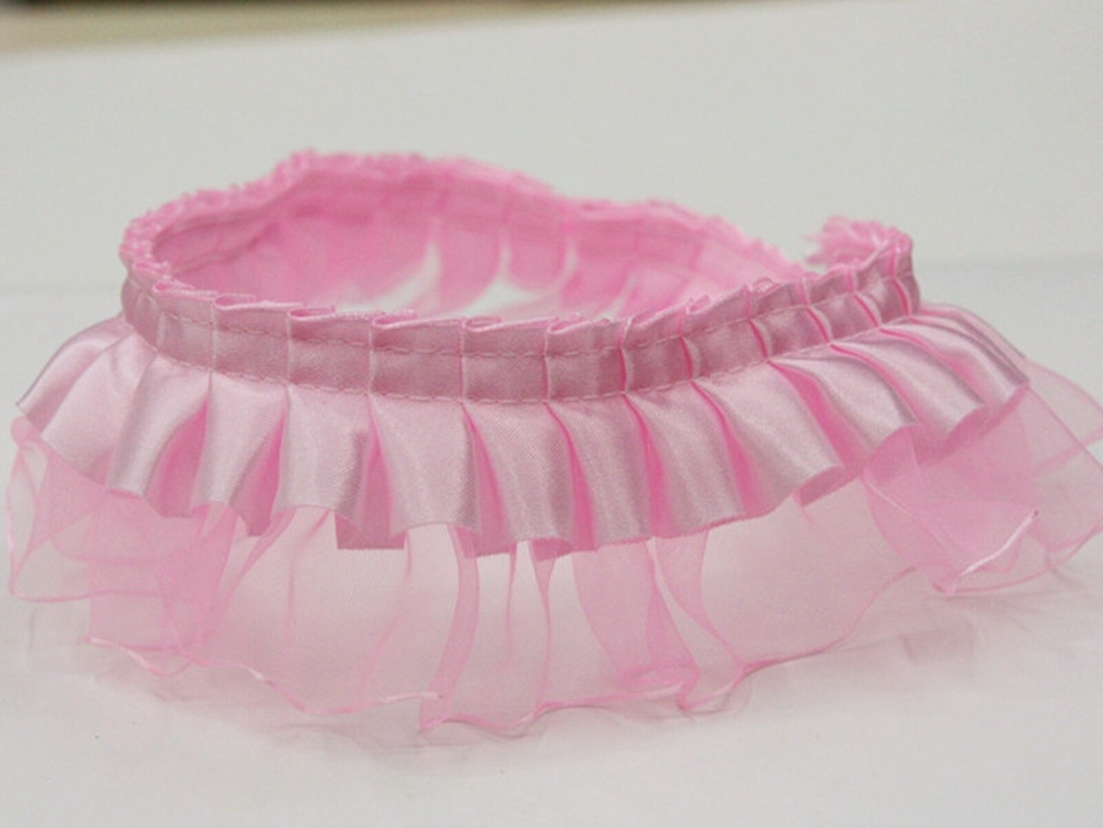 5.5 Yards (5 Meter) double Layer Ruches Eenzijdige Organza Tulle Satin Lint Trim 40Mm Naaien Wedding Craft Diy
