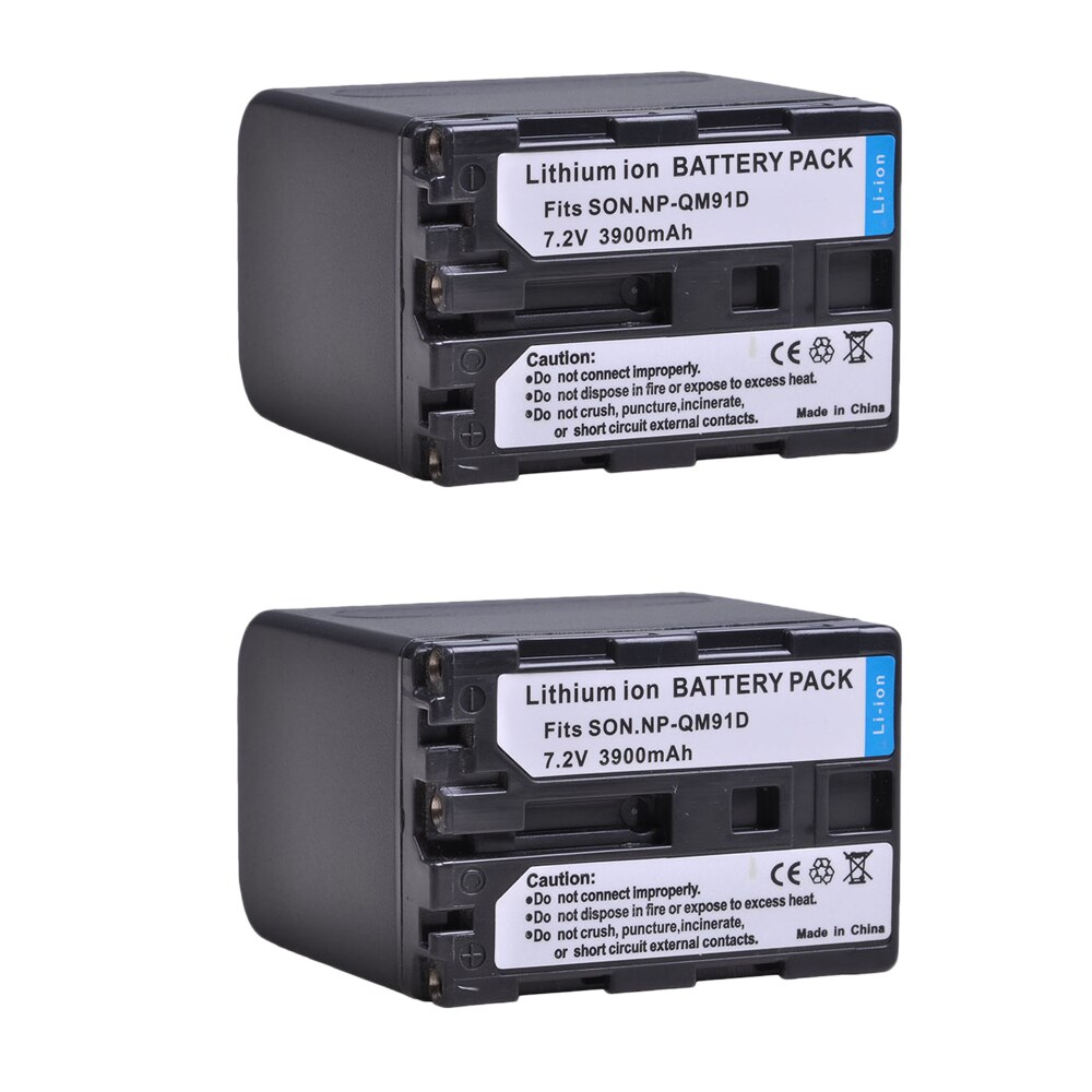 3900mAh NP-QM91D NP QM91D Battery for Sony NP-FM50 NP-QM71 NP-FM70 NP-FM90 DCR-DVD300 301 DCR-HC14 DCR-PC105 CCD-TRV328: 2x Battery