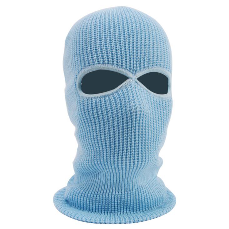 Vinter balaclava 2/3 skrog helmaske lokk strikking motorsykkel ansiktsskjerm utendørs ridning ski fjellklatring hodetrekk: Himmelblå