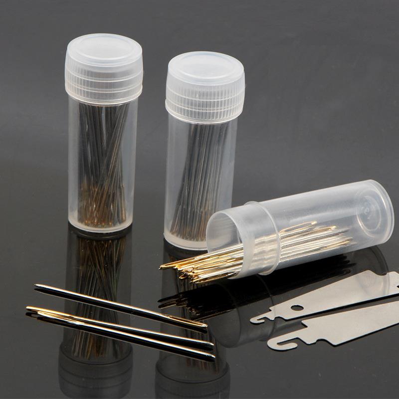 Agujas de Punta Roma con Base Dorada para Bordar y Hacer Punto de Cruz, Herramientas para Costura con Estuche Incluido, 30 Unidades