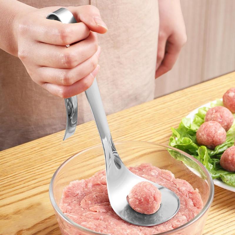 Non-Stick Meatball Maker Stainless Steel Kitchen Meat Ball Spoon DIY Fish Meat Rice Ball Maker Kitchen Meatball Mold Tools