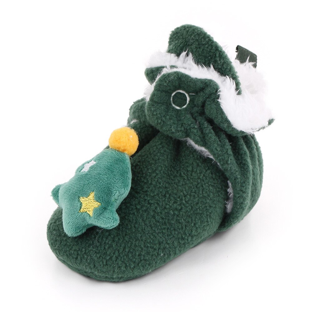 Winter Warm Kerstman Baby Schoenen Kerst Baby Jongens Meisjes Babyschoenen Leuke Laarzen Xmas Soft Sole Baby laarsjes: Green christmas tree / 13cm