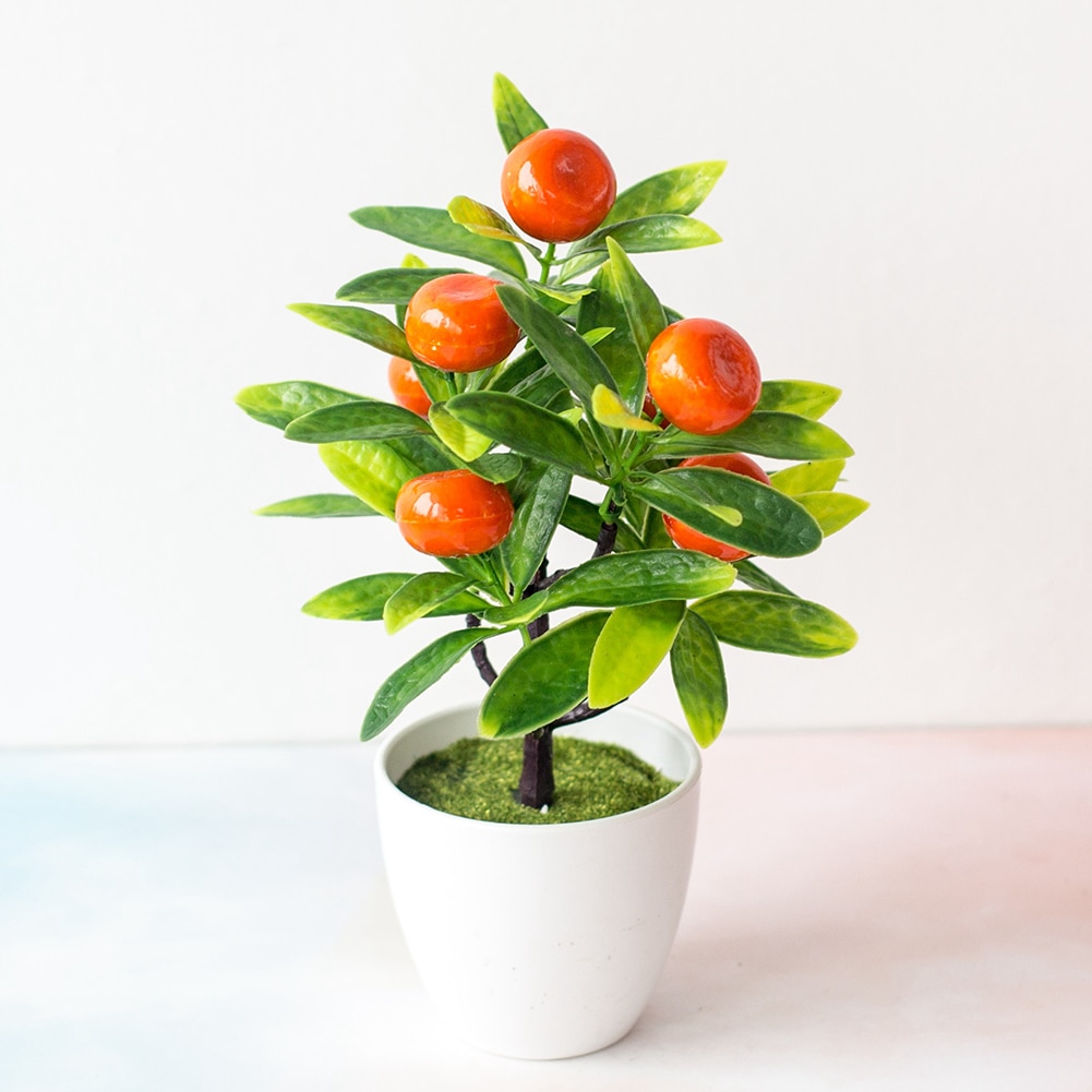 1pc kunstmatige fruitbomen bonsai bruiloft feest thuiskantoor bureau bonsai decoratie aardbei sinaasappel chinese bessen chili appel perzik t