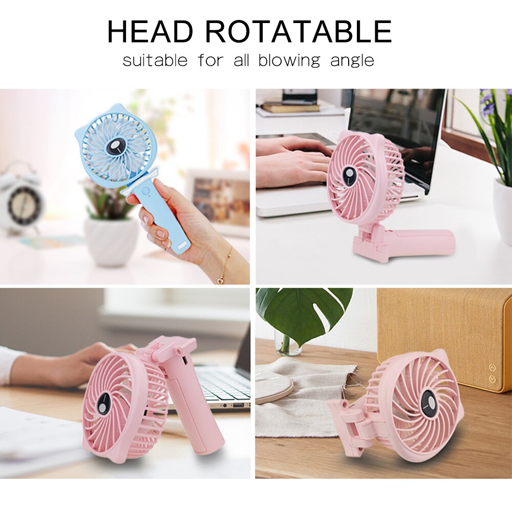 Draagbare Opvouwbare Mini Fan Handheld Verstelbare 3 Speed Battery Operated Oplaadbare USB Fans Bureau Ventilator Voor Office Reizen