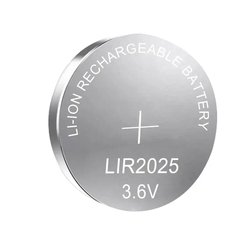 Batteria a Bottone Ricaricabile LIR2025 3.6V ad Alta Capacità per Chiavi Auto, Telecomandi, Giocattoli, Bilance, Compatibile con CR2025 ML2025