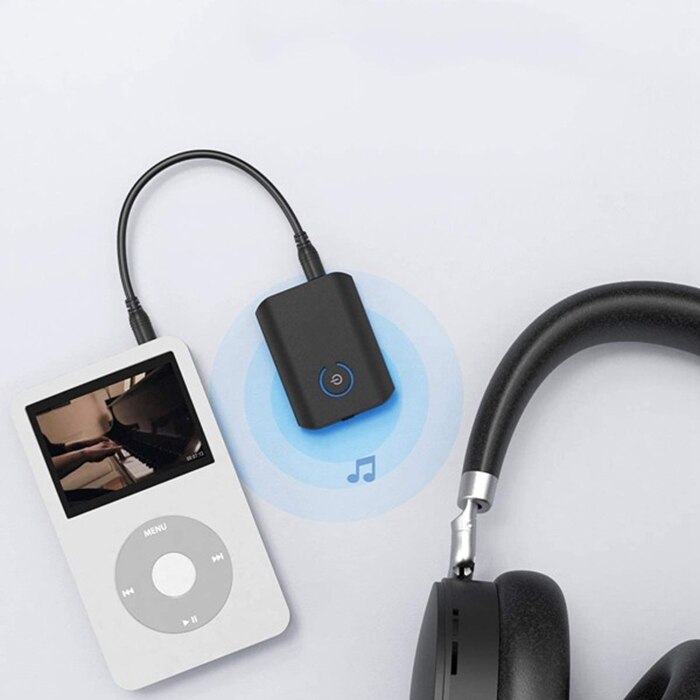 Bluetooth 5.0 Transmitter Receiver, Wireless Adapter with 3.5mm AUX Stereo Output 2 in 1, for PC/TV/Home Sound System