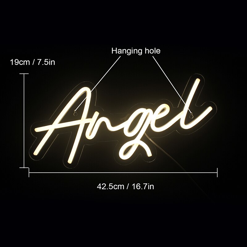 Wanxing Neon Led Neon Sign Licht Super Cool Woorden Grappig Neon Lamp Muur Opknoping Acryl Nachtverlichting Straat Kamer Home bar Decor: angel