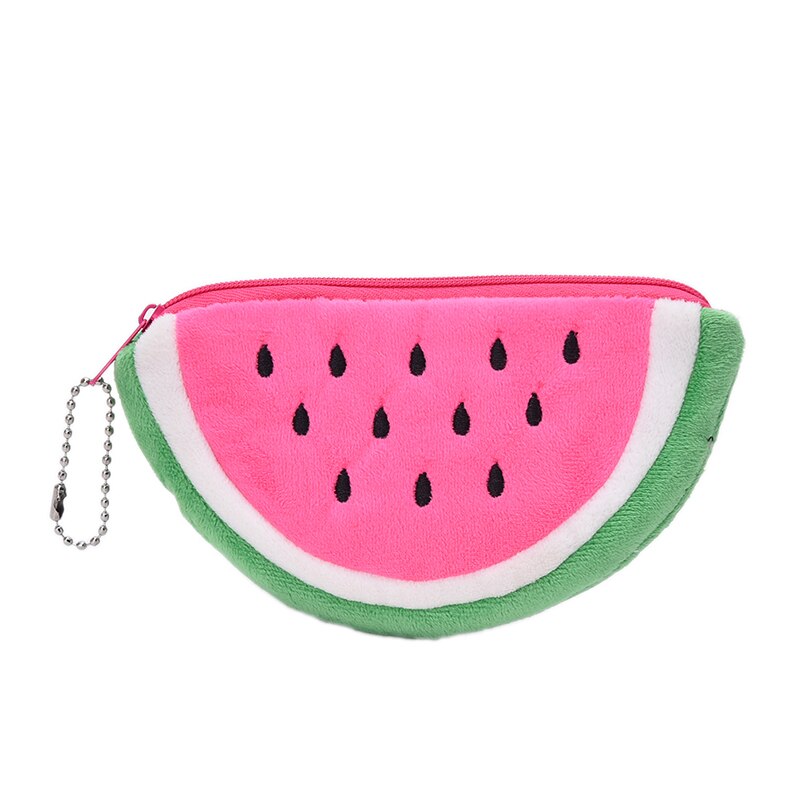 1Pcs Pink Watermelon Plush Stationery Coin Purse Bag: Default Title